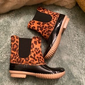 Leopard Print Rain Snow Boots